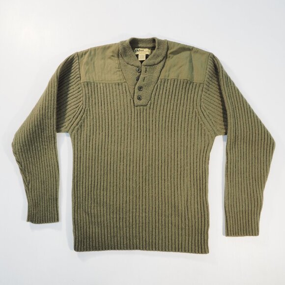 Orton Sweater Mens Large Green Lambswool Fisherman Pullover Thick Heavy - Picture 8 of 8